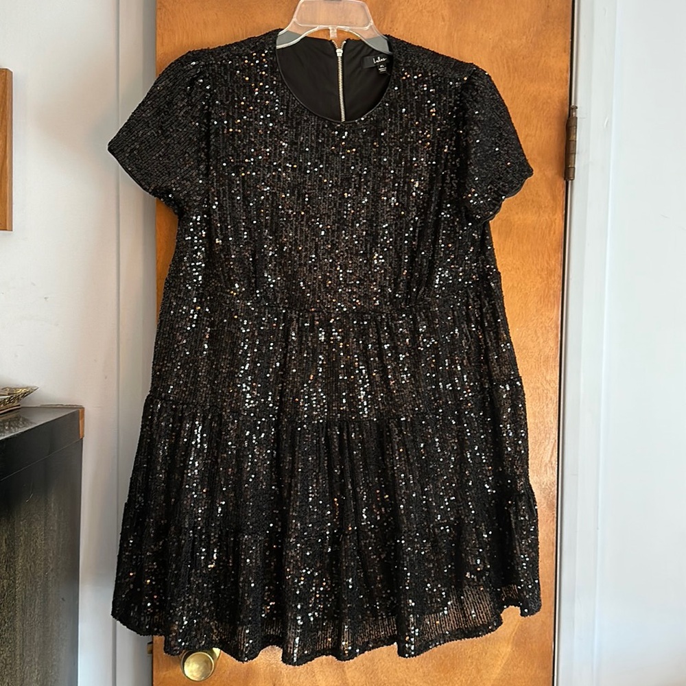Black sequin lulus dress